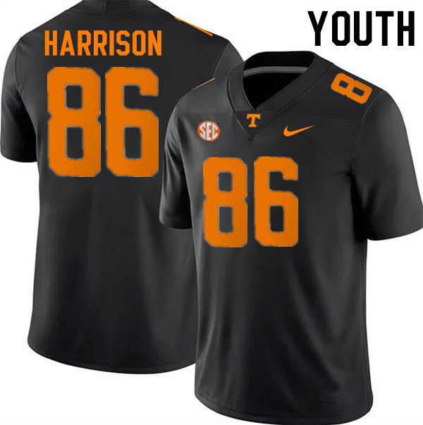 Youth #86 Cole Harrison Tennessee Volunteers College Football Jerseys Stitched-Black